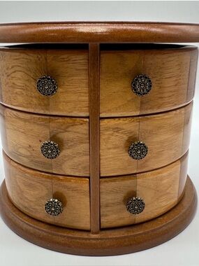 Solid Wooden Rotating Jewelry Organizer - Brown
